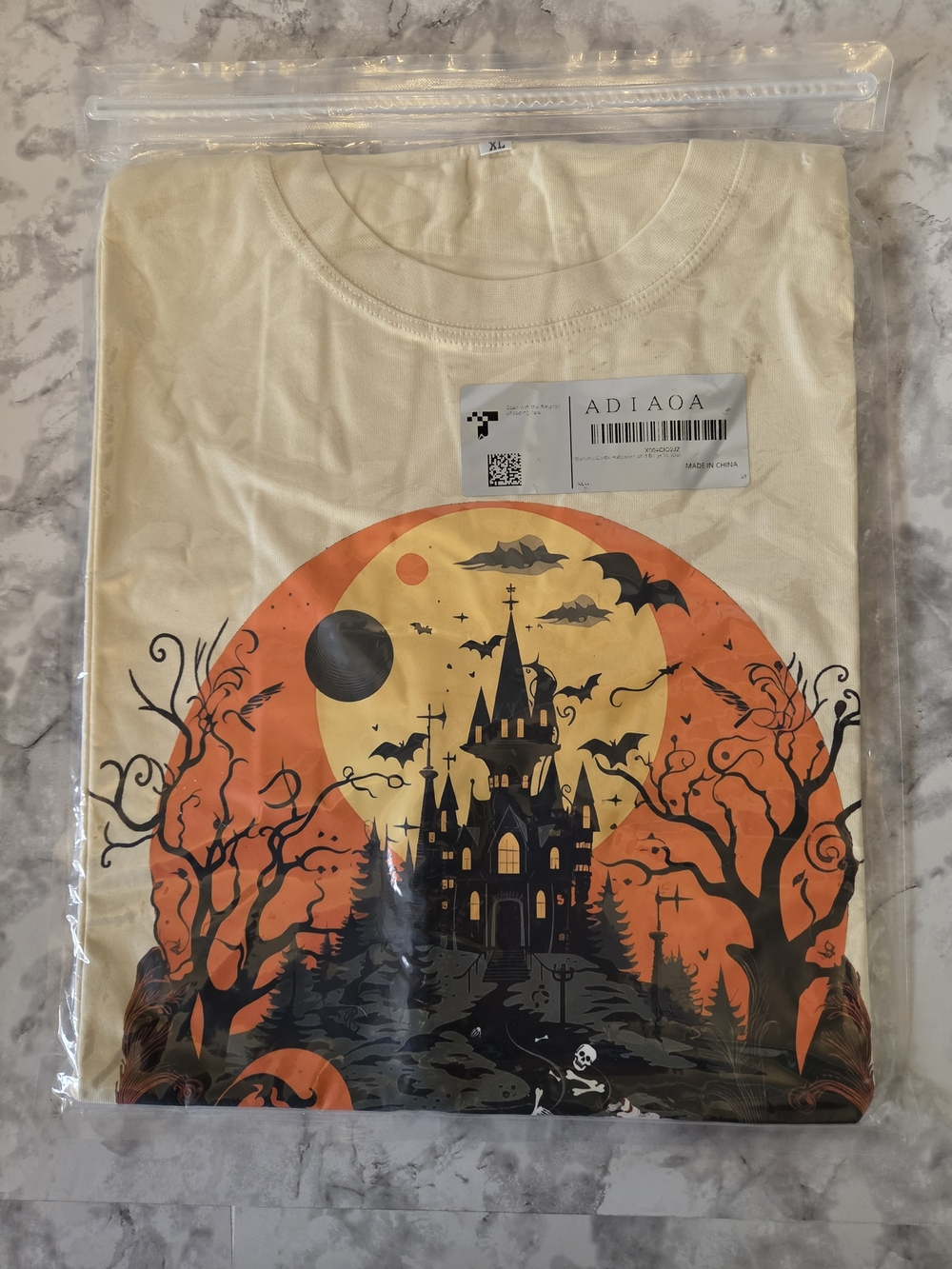 Women's Halloween Shirt Crewneck, Short Sleeve T-Shirt, Yellow XL